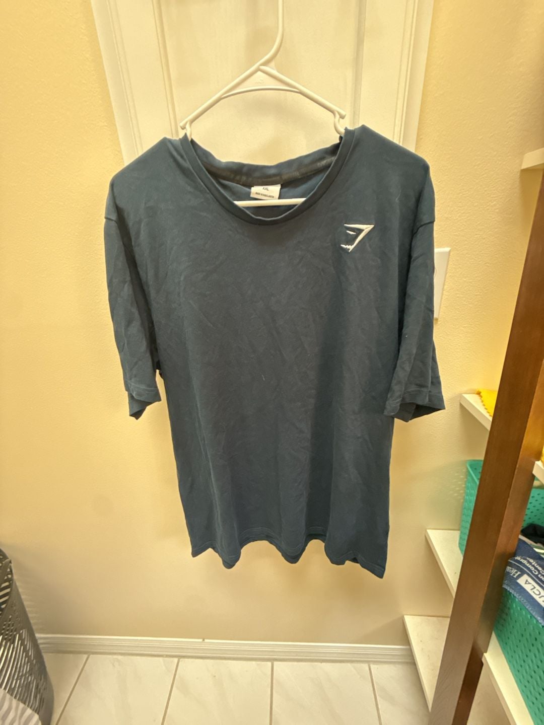 Gymshark Mens Short Sleeve Tshirt In Navy Blue With White Logo